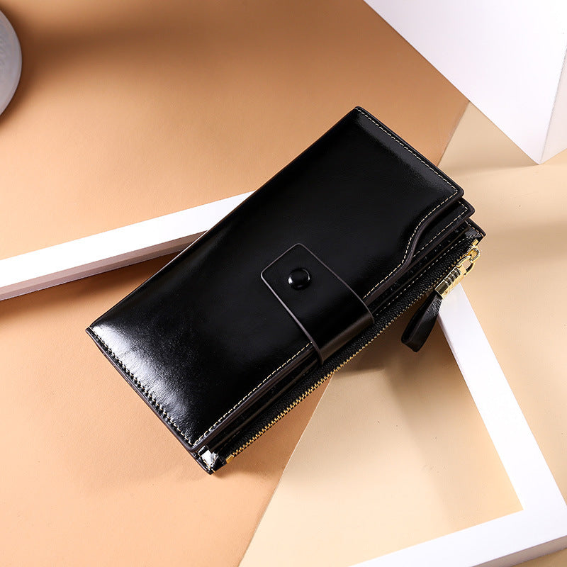 Hot sale RFlD anti-theft leather ladies wallet