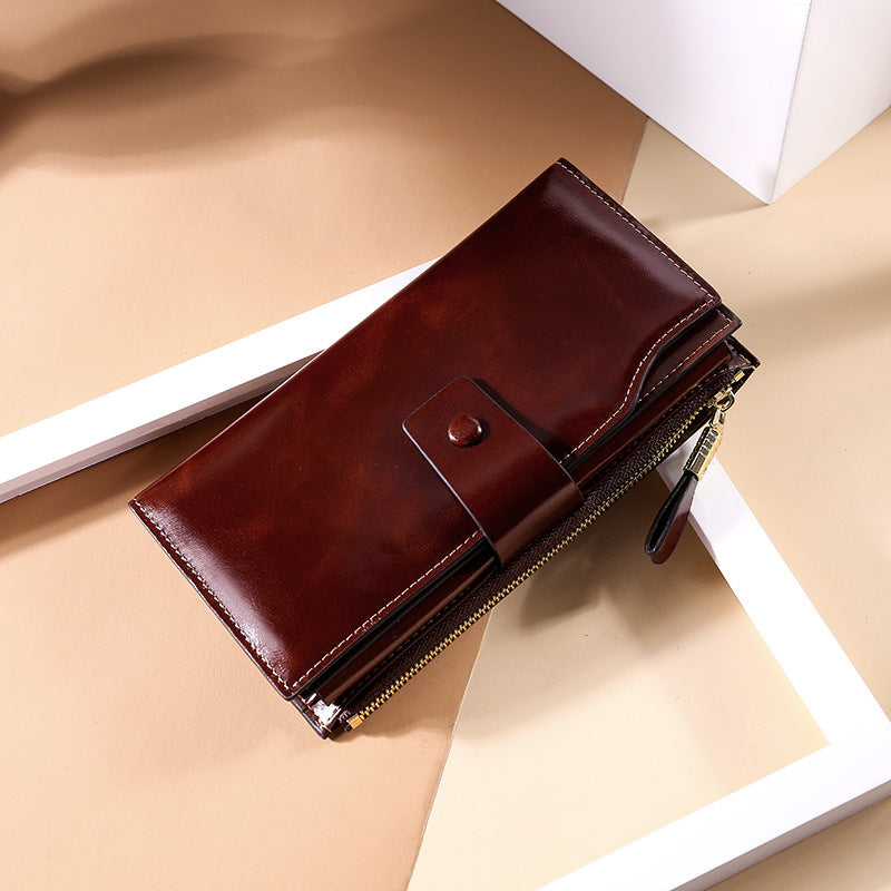 Hot sale RFlD anti-theft leather ladies wallet