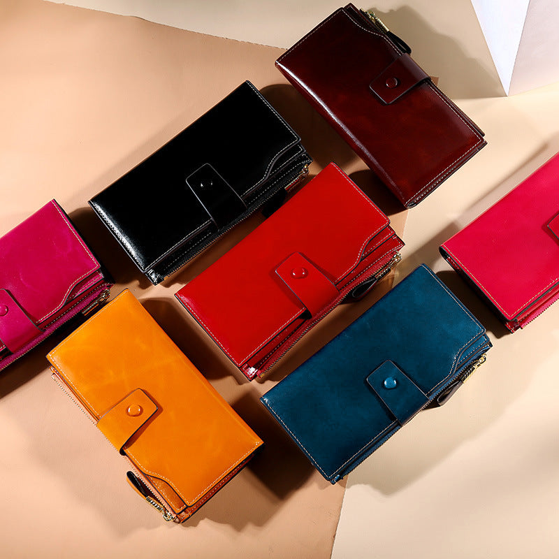 Hot sale RFlD anti-theft leather ladies wallet
