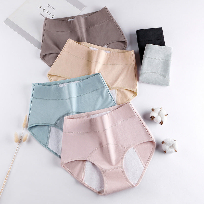 Pure cotton high waist physiological underwear Pure cotton menstrual period anti-side leakage physiological pants