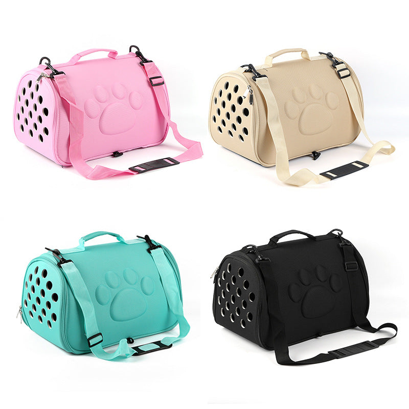 Solid color footprint pet bag shoulder foldable bag