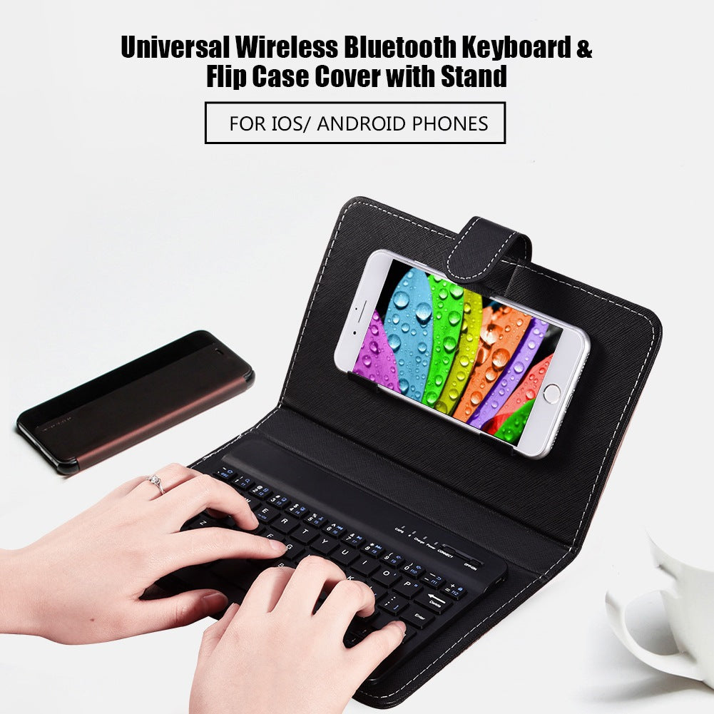 Mobile phone bluetooth keyboard leather case suitable for Android Apple mobile phone protective case external keyboard leather case split leather case