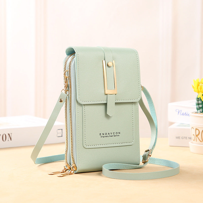 New style transparent touch screen mobile phone bag trend simple Messenger small bag multi-functional mobile phone women's bag coin bag vertical section
