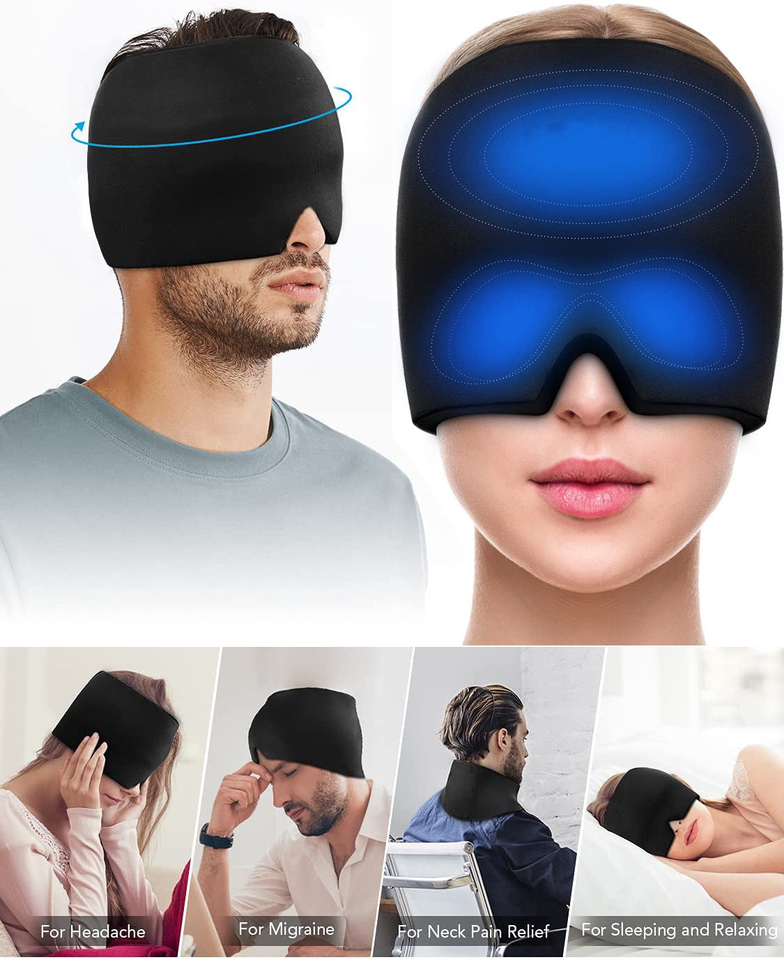 Summer ice compress hood gel physical cooling analgesic cold compress cap ice silk hood forehead eye protection Amazon explosion