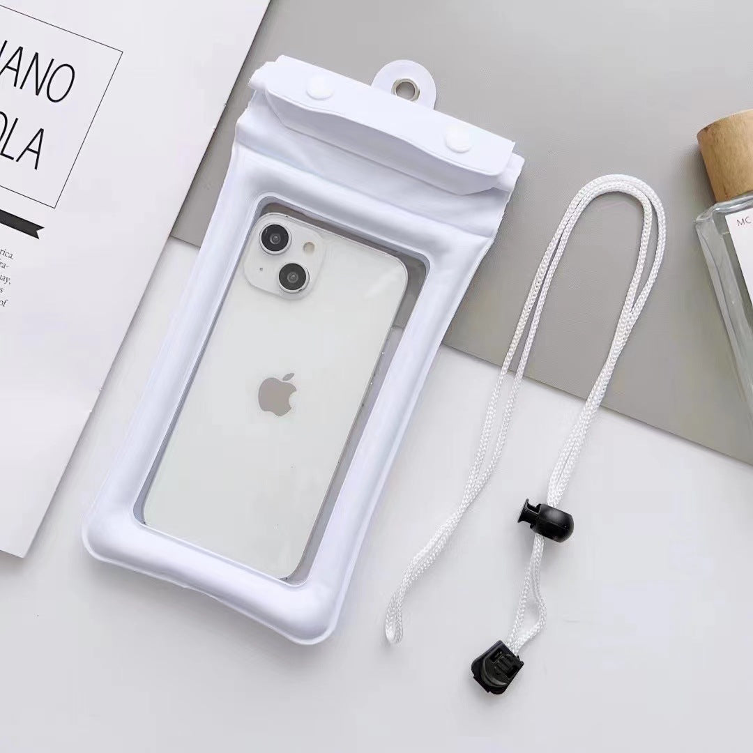 Trifold mobile phone waterproof bag airbag bag Velcro touch screen swimming hot spring seal strip waterproof cover neck hanging wholesale