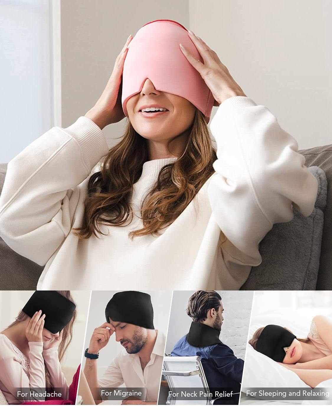 Summer ice compress hood gel physical cooling analgesic cold compress cap ice silk hood forehead eye protection Amazon explosion