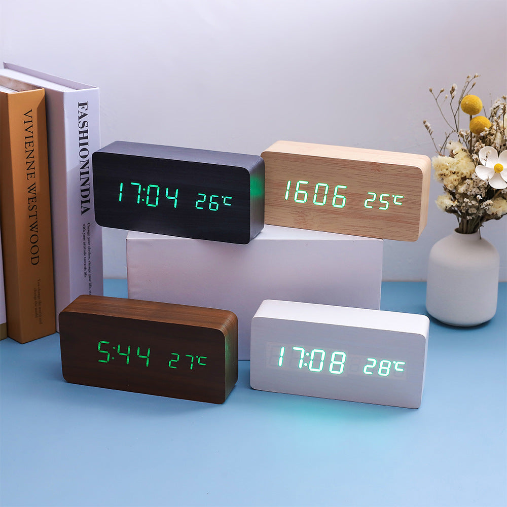 Multifunctional Voice-controlled Wooden Clock