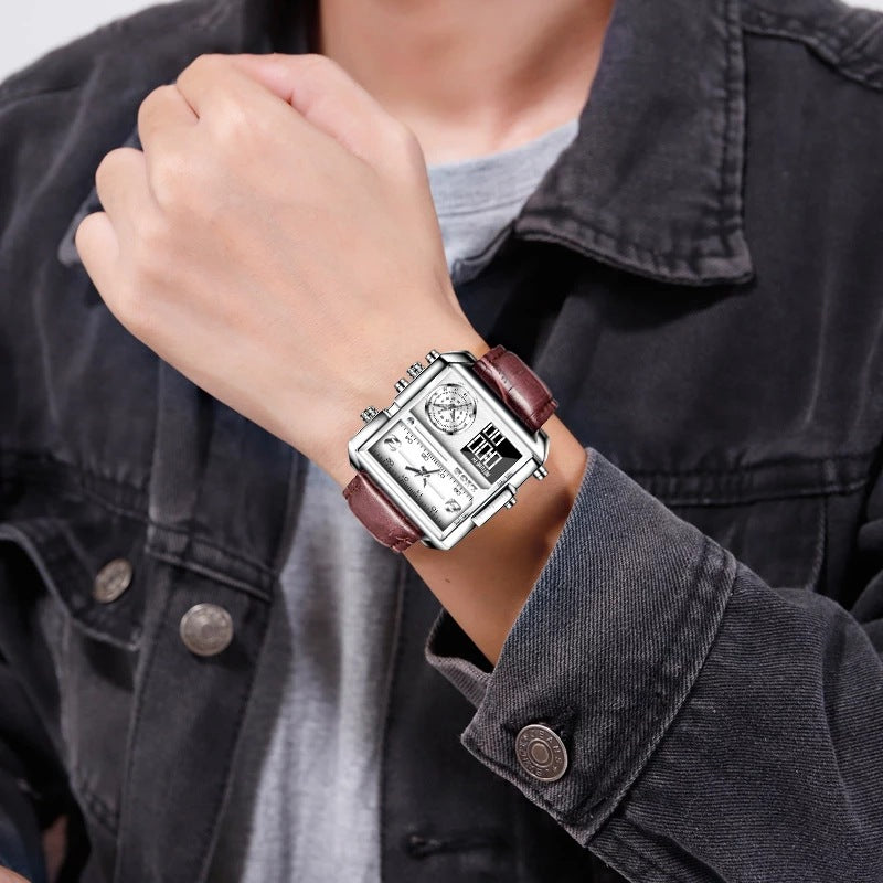 LIGE waterproof electronic quartz dual display watch