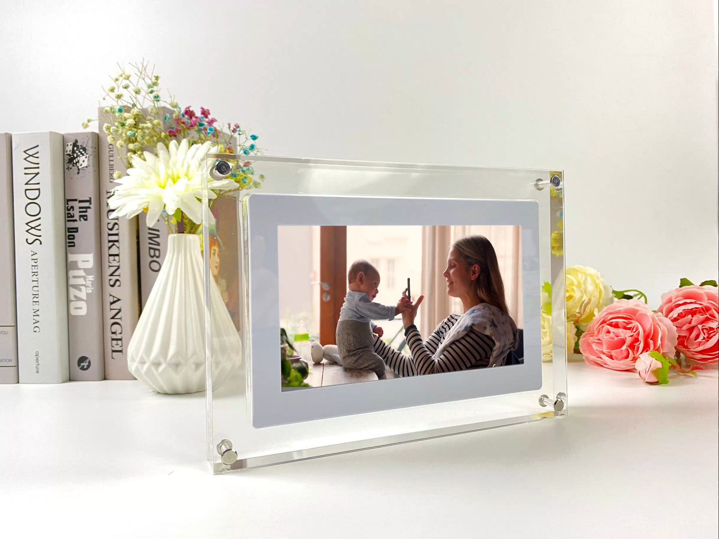 Acrylic transparent multi-functional digital photo album
