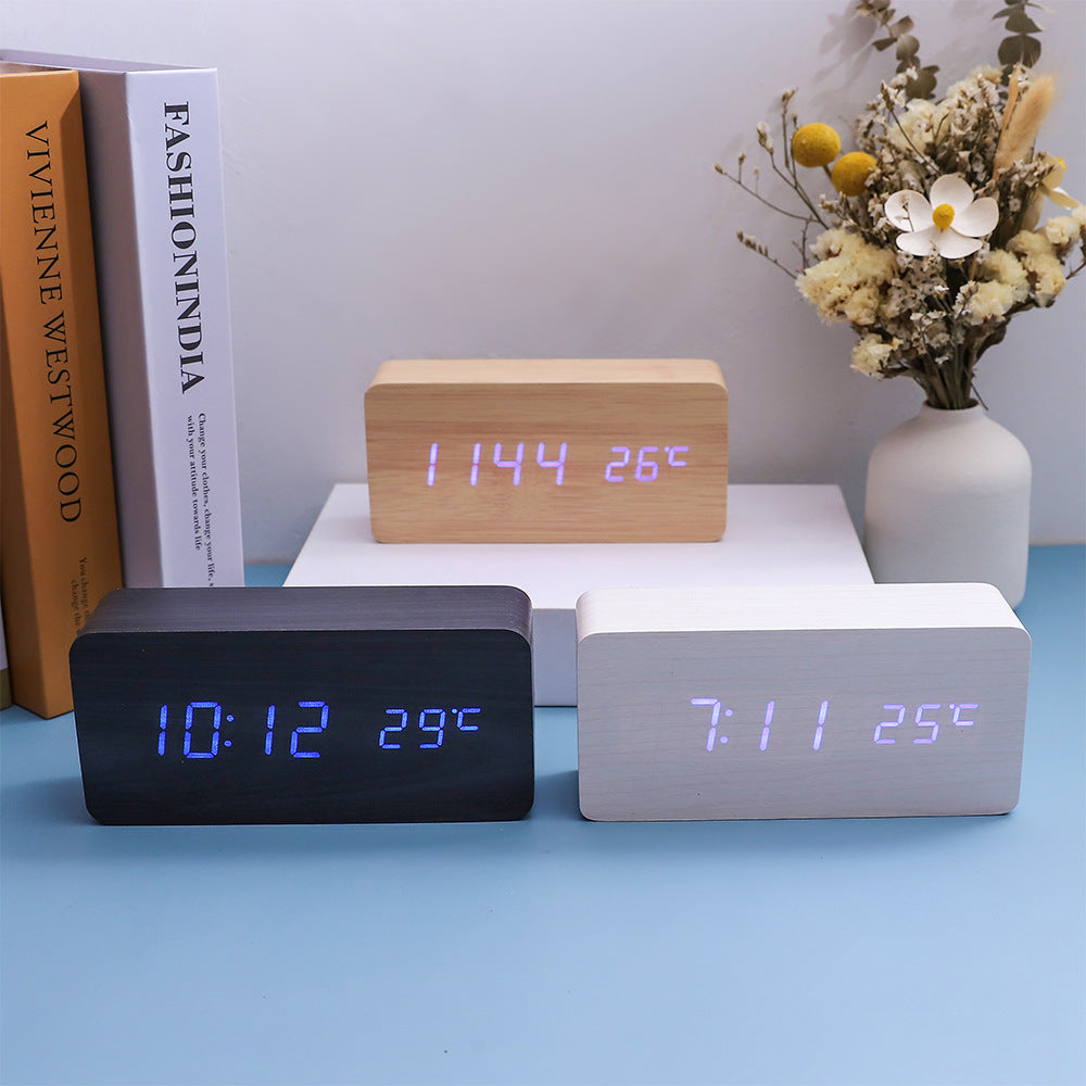 Multifunctional Voice-controlled Wooden Clock