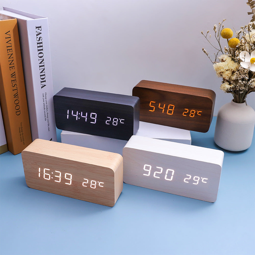 Multifunctional Voice-controlled Wooden Clock