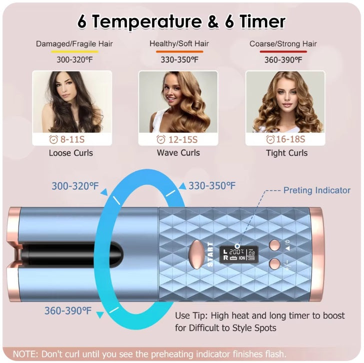 portable USB charging automatic hair curler