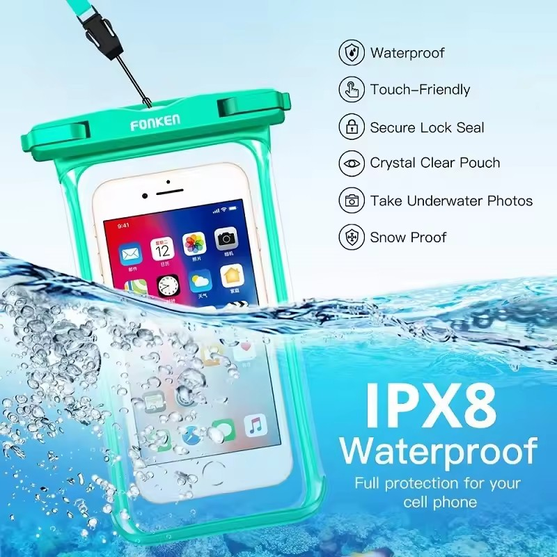 Universal Waterproof Phone bag (Suitable for I-Phone, Samsung, Xiaomi ...) Rainproof, Underwater Water-proof Bag