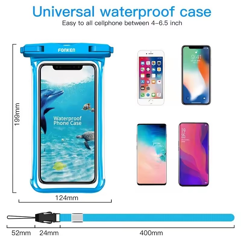 Universal Waterproof Phone bag (Suitable for I-Phone, Samsung, Xiaomi ...) Rainproof, Underwater Water-proof Bag