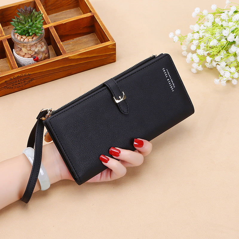 Factory direct sales new style women's wallet Korean style solid color women's handbag large capacity women's wrist bag coin bag