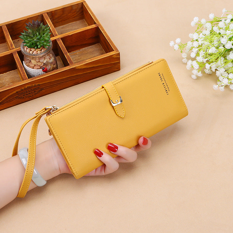 Factory direct sales new style women's wallet Korean style solid color women's handbag large capacity women's wrist bag coin bag