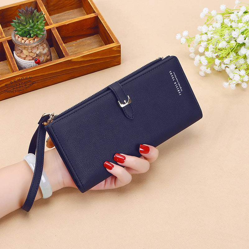 Factory direct sales new style women's wallet Korean style solid color women's handbag large capacity women's wrist bag coin bag