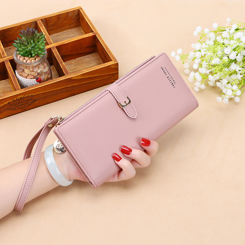 Factory direct sales new style women's wallet Korean style solid color women's handbag large capacity women's wrist bag coin bag