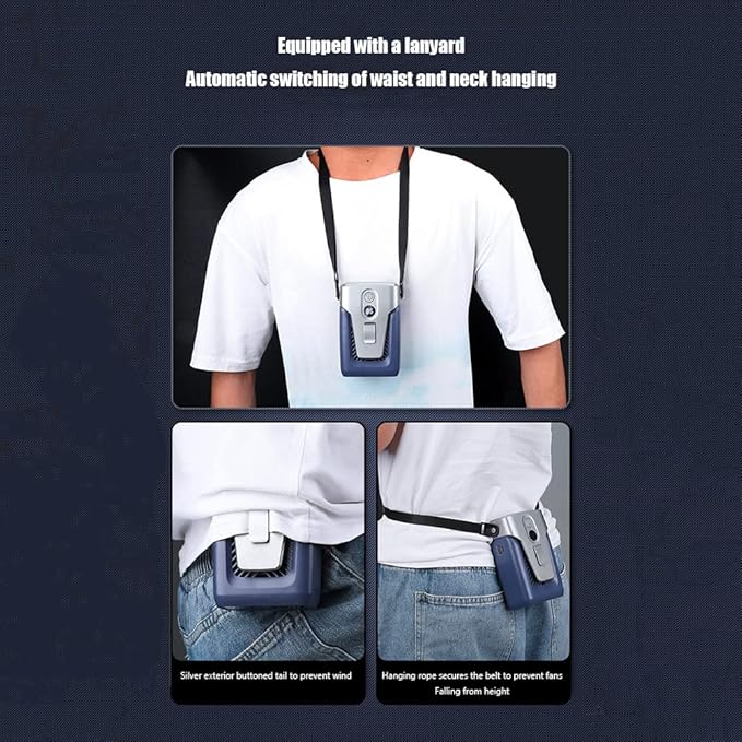 Portable waist fan, strong wind leafless hanging fan